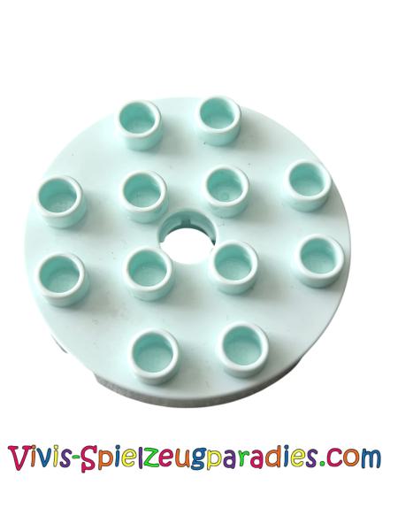 Lego Duplo, Platte rund 4 x 4 mit Loch und Verriegelungsrillen (98222) Helles Aqua